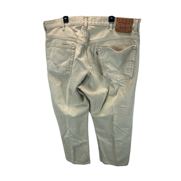 Levis 505 Men's Regular Fit Beige Jeans W40 L32 Cotton Denim Straight Leg Casual - Picture 2 of 10